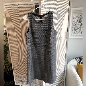 LOFT Herringbone Black and White Shift Dress
